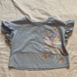jumping beans Pastel Blue Unicorn Sequin Flutter Sleeve Tee